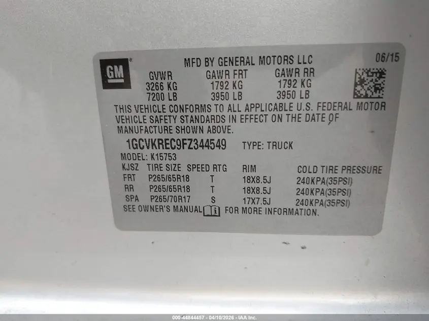 2015 CHEVROLET SILVERADO 1500 2LT