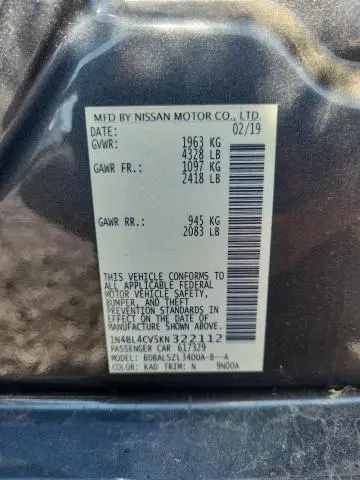 2019 NISSAN ALTIMA SR  