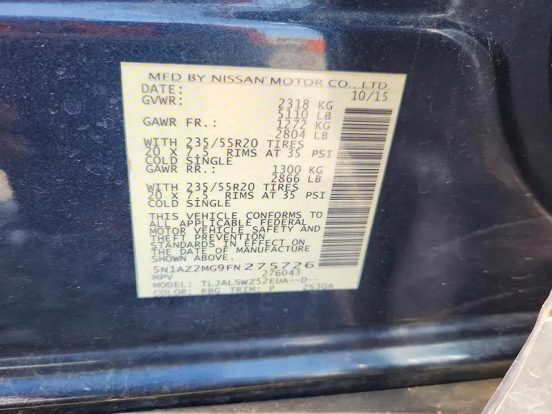 2015 NISSAN MURANO PLATINUM  