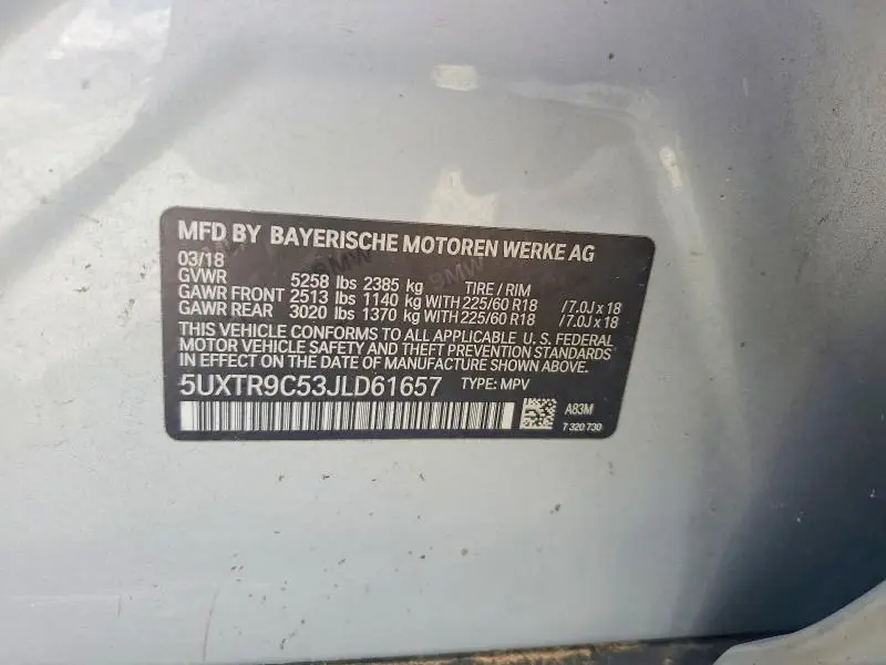 2018 BMW X3 XDRIVE30I  