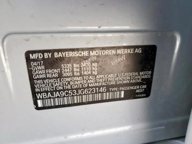 2018 BMW 530E   