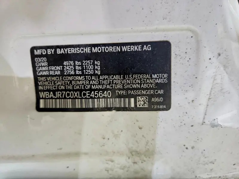 2020 BMW 530 XI  