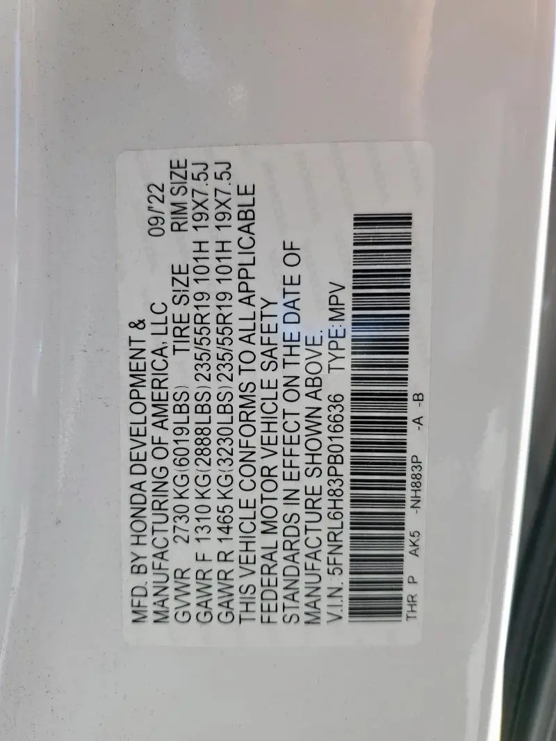 2023 HONDA ODYSSEY TOURING  