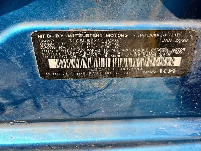 2020 MITSUBISHI MIRAGE G4 ES  