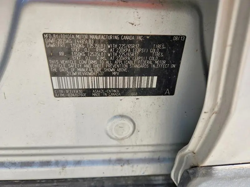 2013 TOYOTA RAV4 XLE  
