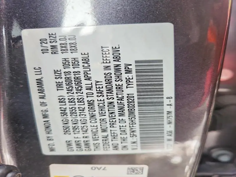 2021 HONDA PILOT EXL  