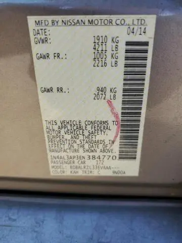 2014 NISSAN ALTIMA 2.5