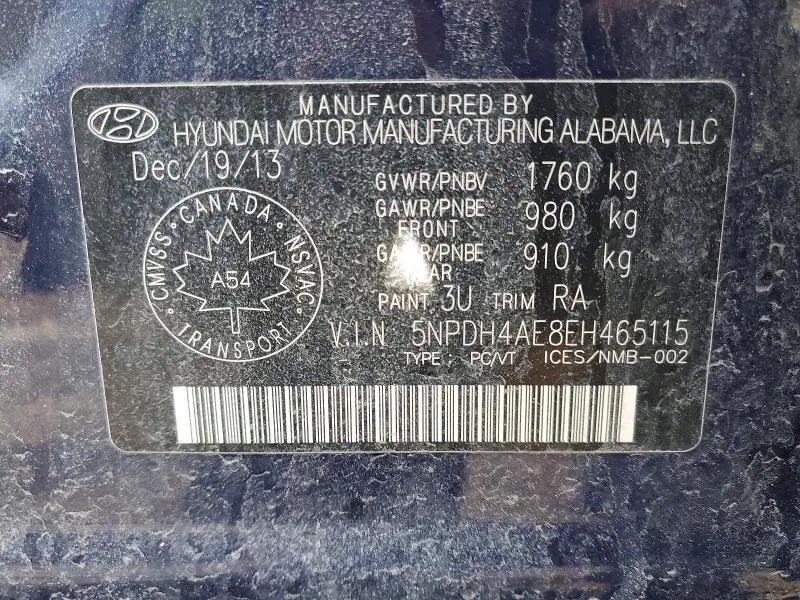 2014 HYUNDAI ELANTRA SE  