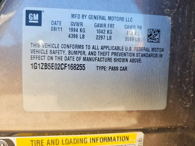 2012 CHEVROLET MALIBU LS  