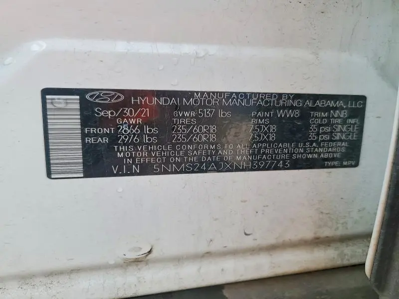 2022 HYUNDAI SANTA FE SEL  
