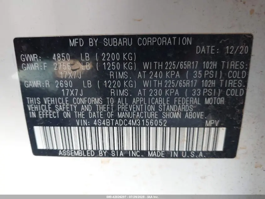 2021 SUBARU OUTBACK PREMIUM