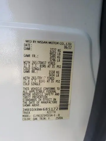 2022 NISSAN FRONTIER S  