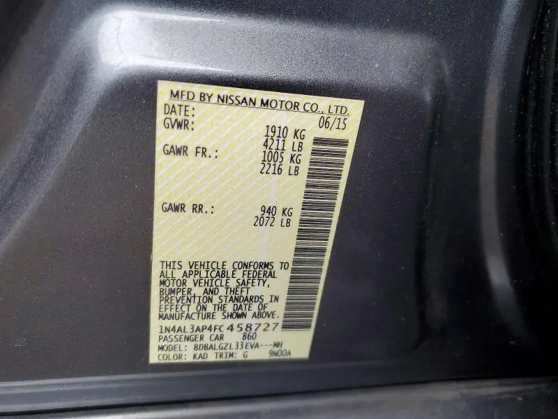 2015 NISSAN ALTIMA 2.5  