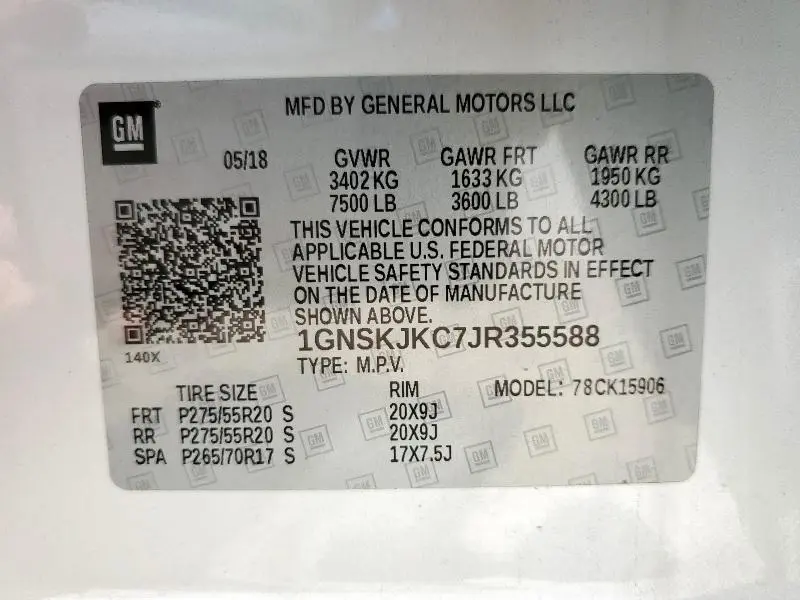 2018 CHEVROLET SUBURBAN K1500 PREMIER  