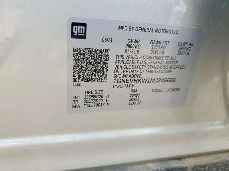 2021 CHEVROLET TRAVERSE LT  