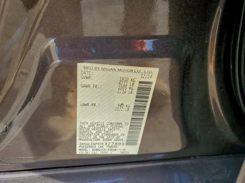 2015 NISSAN ALTIMA 2.5  