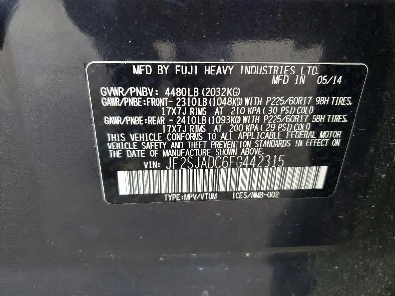 2015 SUBARU FORESTER 2.5I PREMIUM  