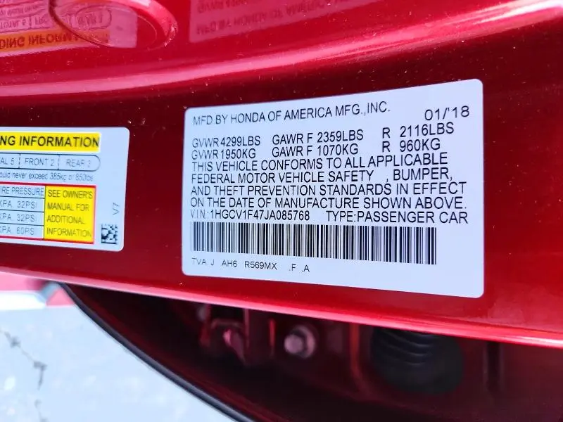 2018 HONDA ACCORD EX  