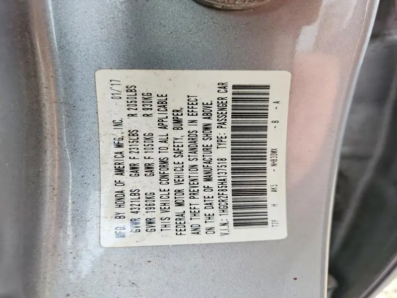 2017 HONDA ACCORD EXL  