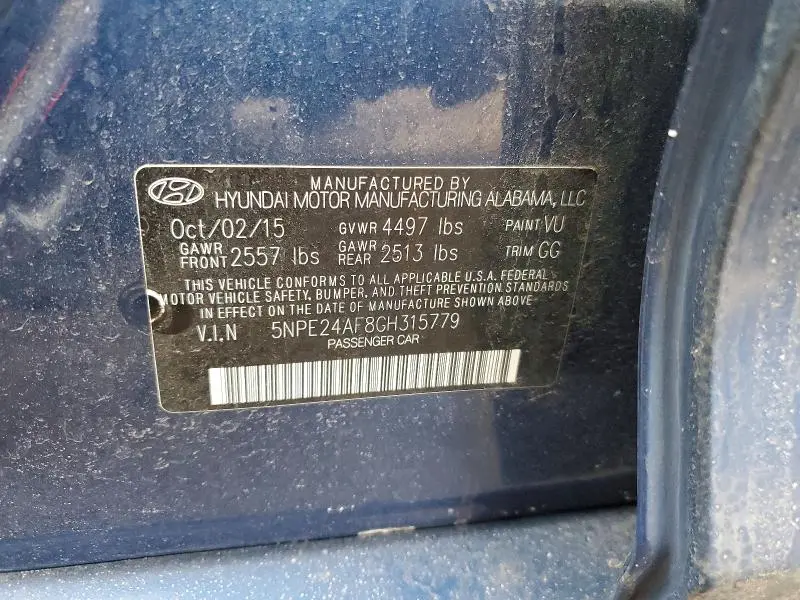 2016 HYUNDAI SONATA SE  