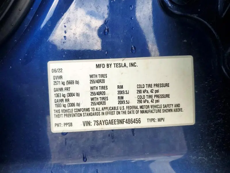 2022 TESLA MODEL Y   