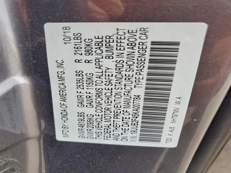 2019 ACURA TLX TECHNOLOGY  