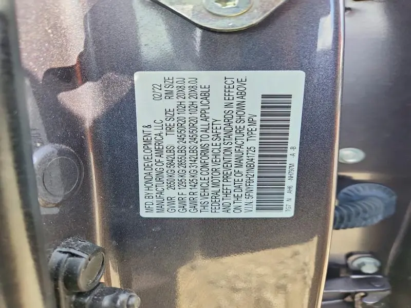 2022 HONDA PILOT SE  