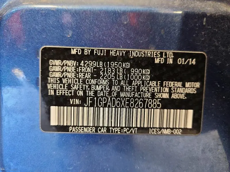 2014 SUBARU IMPREZA PREMIUM  