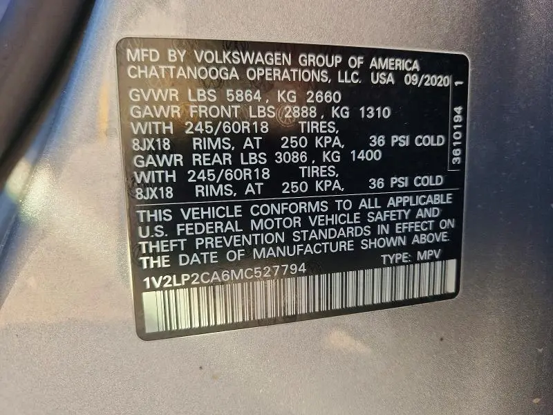 2021 VOLKSWAGEN ATLAS SE  