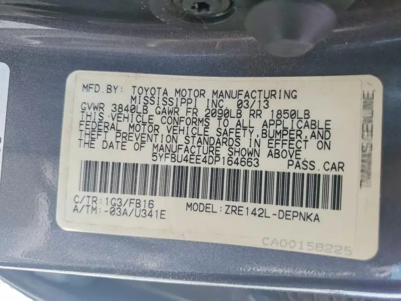 2013 TOYOTA COROLLA LE  