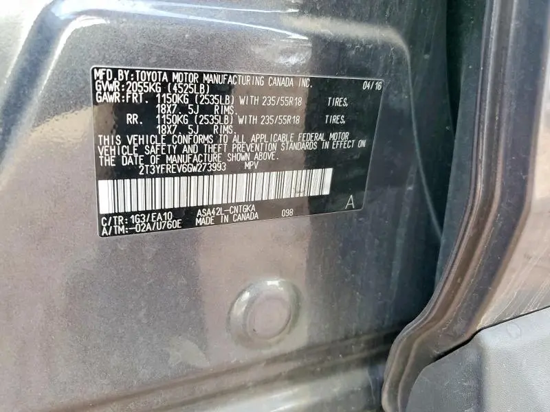 2016 TOYOTA RAV4 LIMITED  