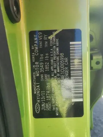 2012 HYUNDAI ACCENT SE  