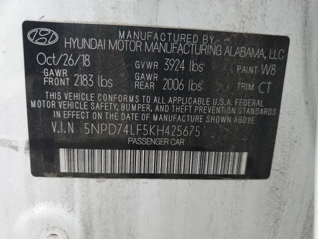 2019 HYUNDAI ELANTRA SE  