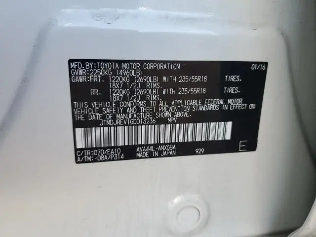 2016 TOYOTA RAV4 HV LIMITED  