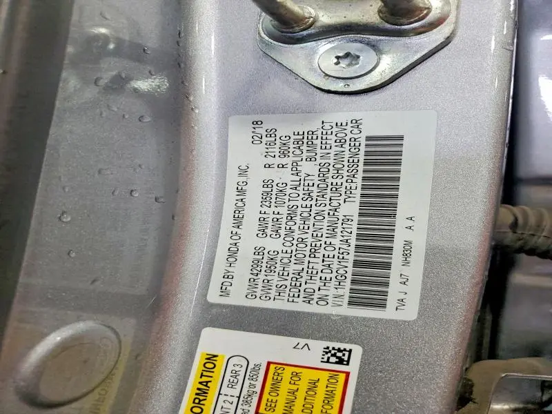 2018 HONDA ACCORD EXL  