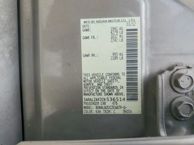 2012 NISSAN ALTIMA 2.5  