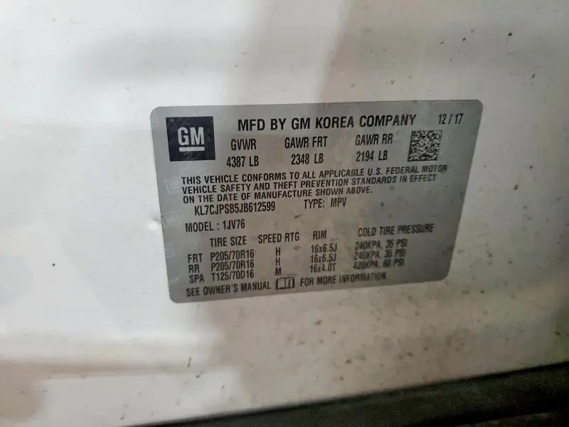 2018 CHEVROLET TRAX 1LT  