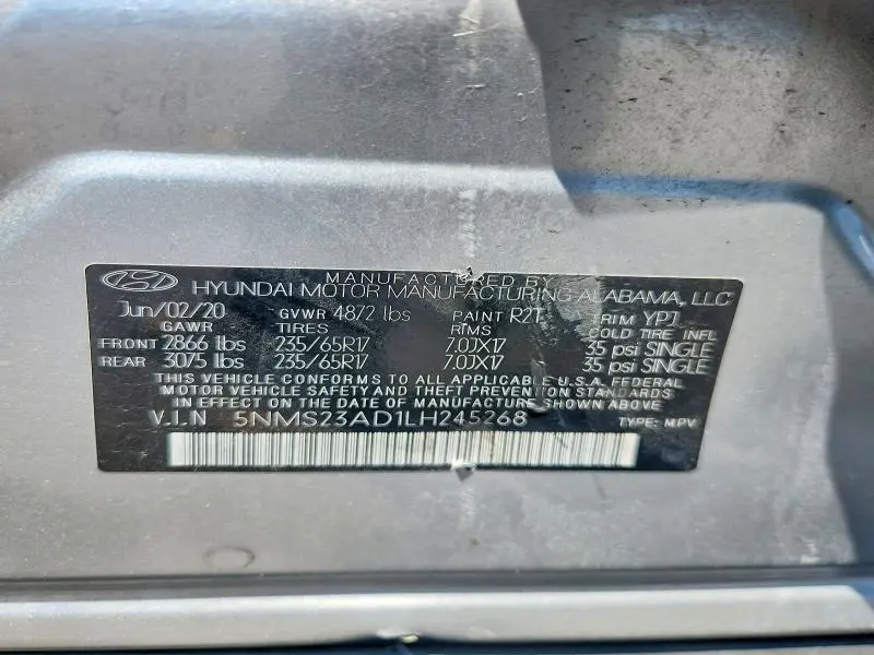 2020 HYUNDAI SANTA FE SE  