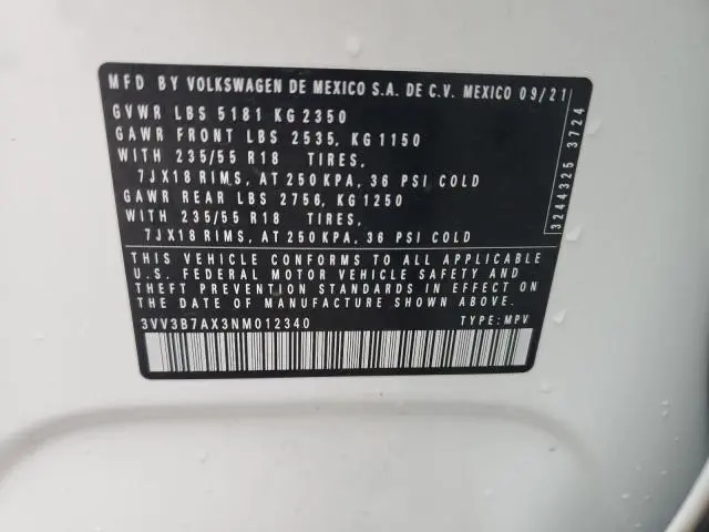2022 VOLKSWAGEN TIGUAN SE  
