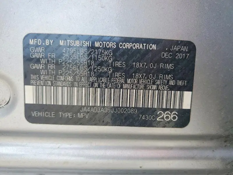 2018 MITSUBISHI OUTLANDER SE  