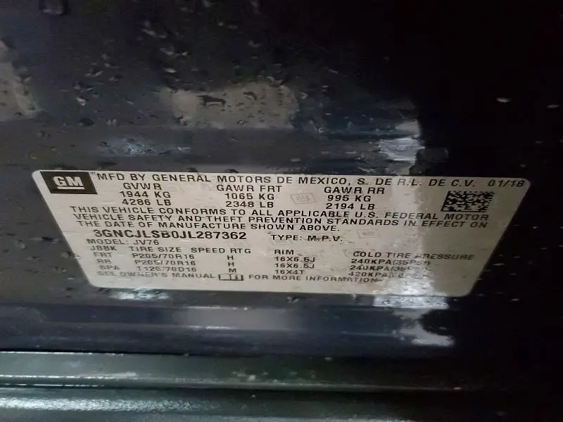 2018 CHEVROLET TRAX 1LT  