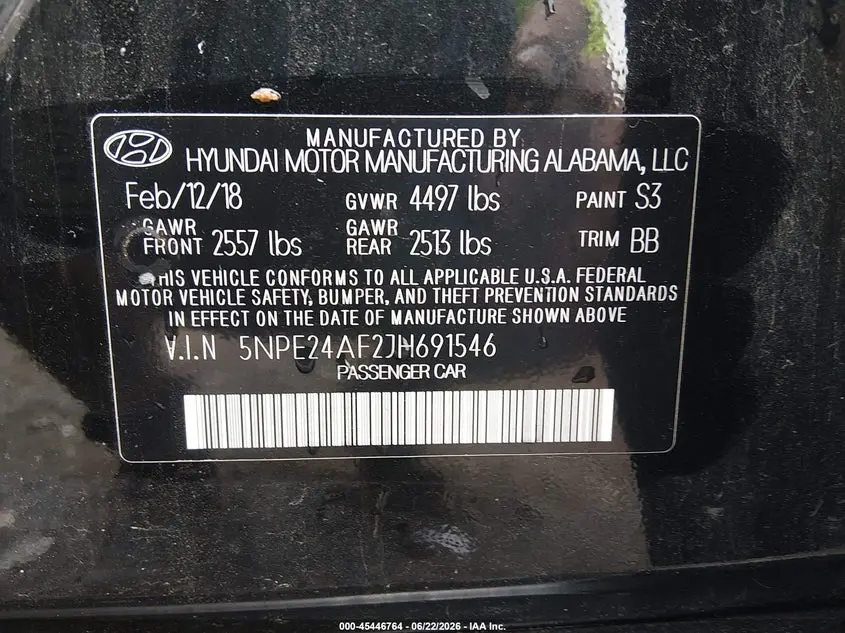 2018 HYUNDAI SONATA SE