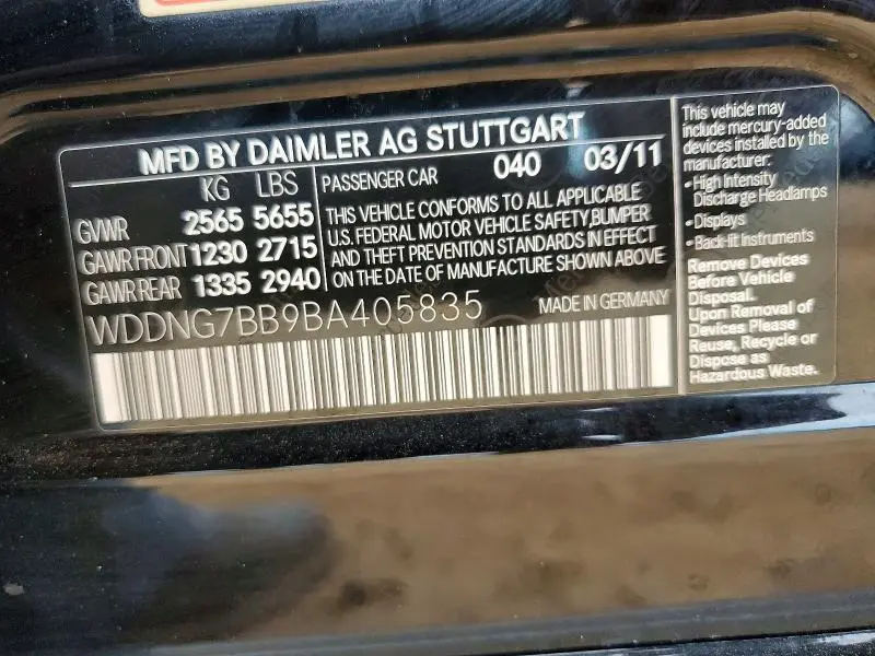 2011 MERCEDES-BENZ S 550  