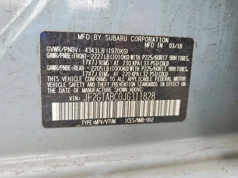 2018 SUBARU CROSSTREK PREMIUM  