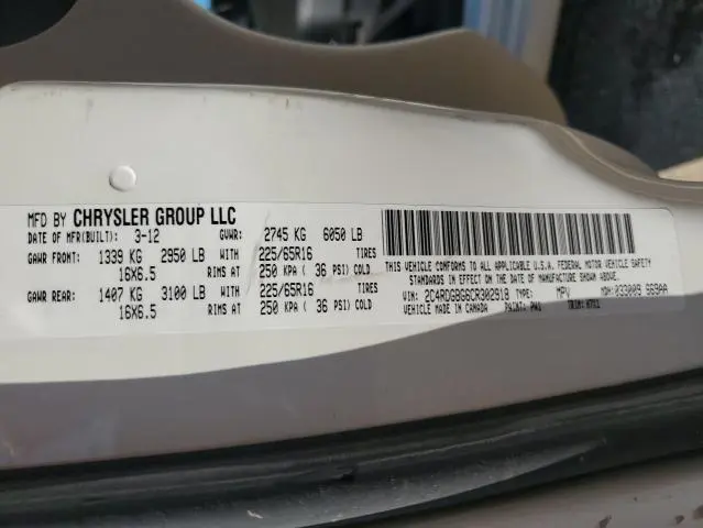 2012 DODGE GRAND CARAVAN SE  