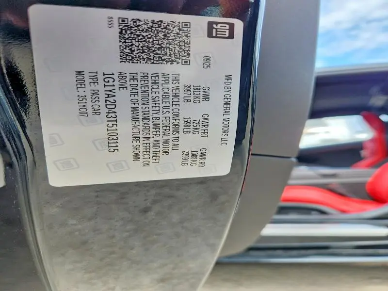 2026 CHEVROLET CORVETTE STINGRAY 1LT  