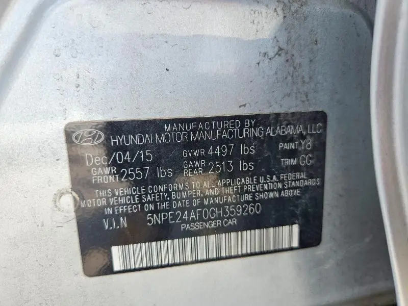 2016 HYUNDAI SONATA SE  