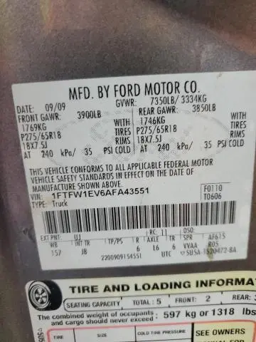 2010 FORD F150 SUPERCREW  