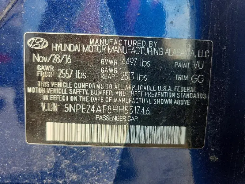 2017 HYUNDAI SONATA SE  