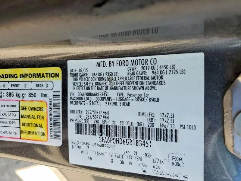2016 FORD FUSION SE  